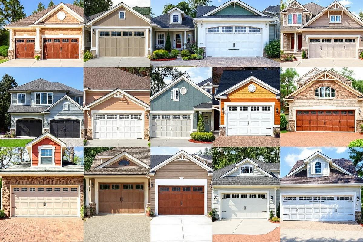 Beautiful coastal style garage doors with porthole windows on a residential home