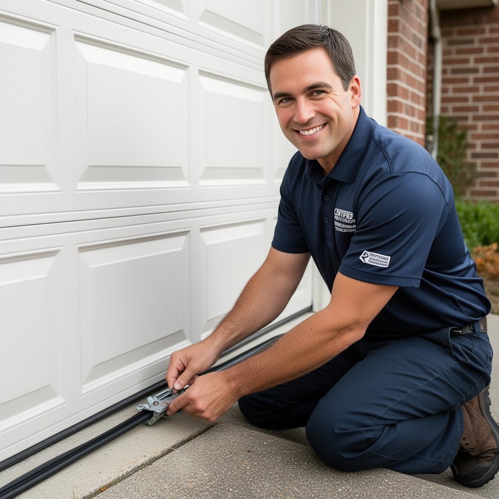 Certified garage door technician providing professional service